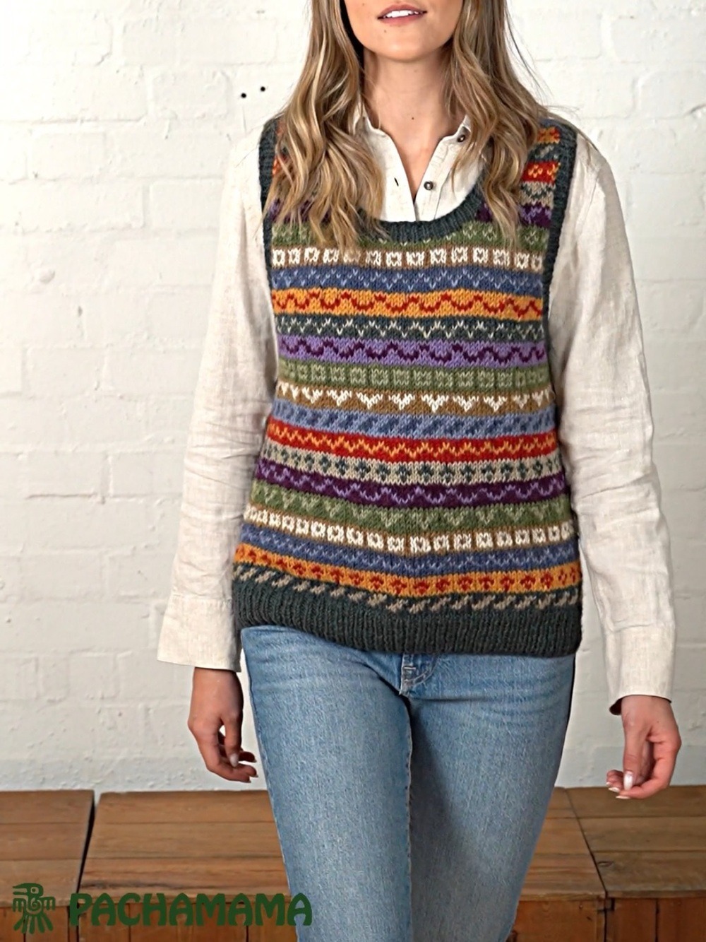 Handmade Pachamama Fair Isle Wool Vest